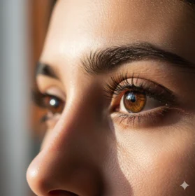 Photo générée par IA d'un regard aux yeux marrons