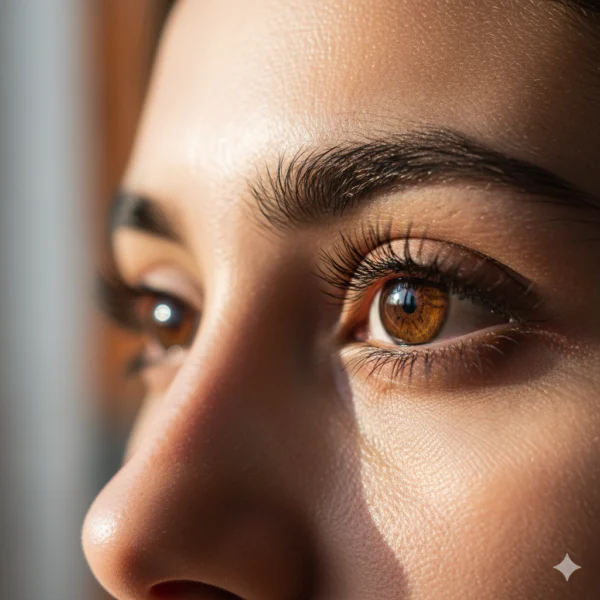 Photo générée par IA d'un regard aux yeux marrons